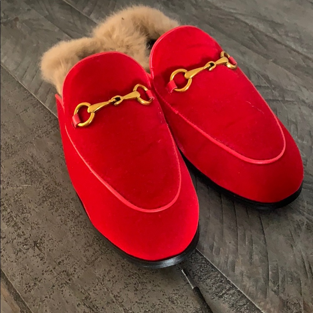 Women’s velvet red mules